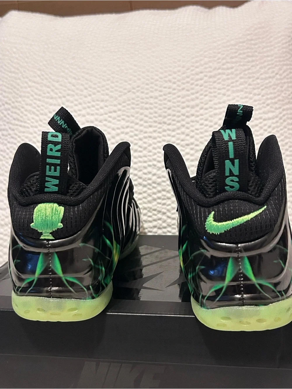 Black Athletic Sneakers with Neon Green Flame Accents
